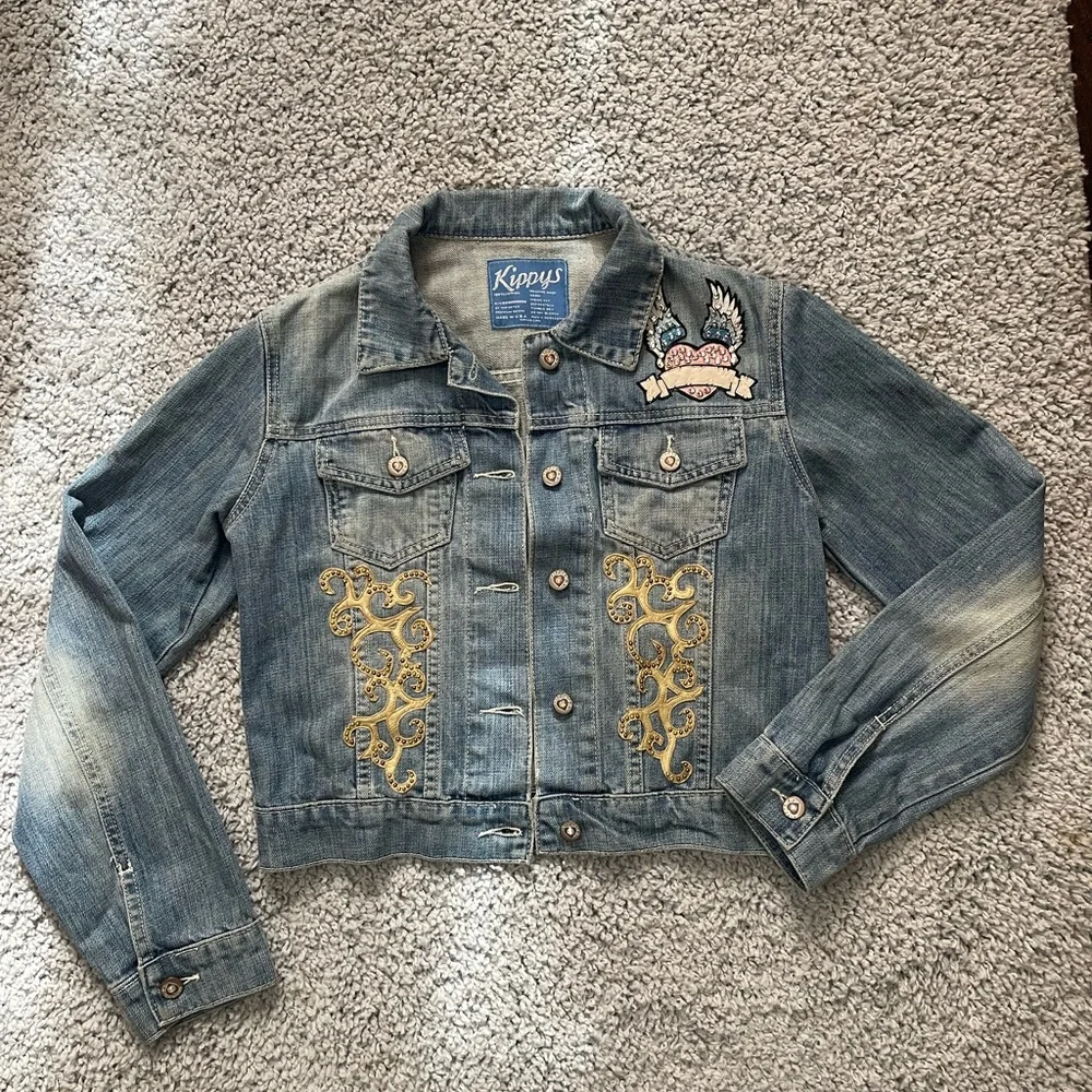 Kippys Vintage Denim Jacket With Rhinestone - Picture 1 of 8